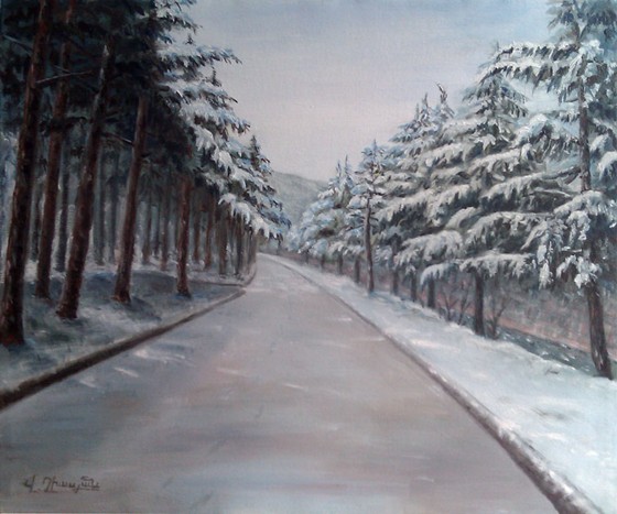 Paintings: First snow (Ijevan embankment)
