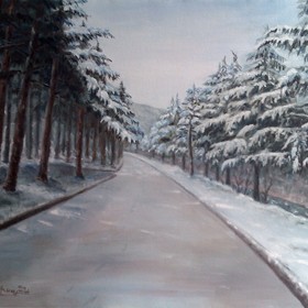 Paintings: First snow (Ijevan embankment)